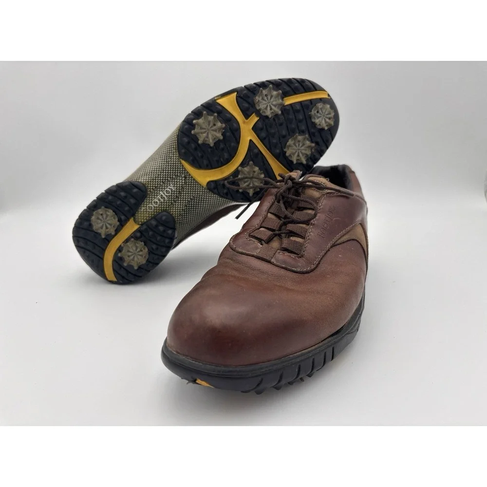 FootJoy FJ Contour Series Golf Shoes‎ Mens 9 Brown Leather Spikes Lace Up 54296